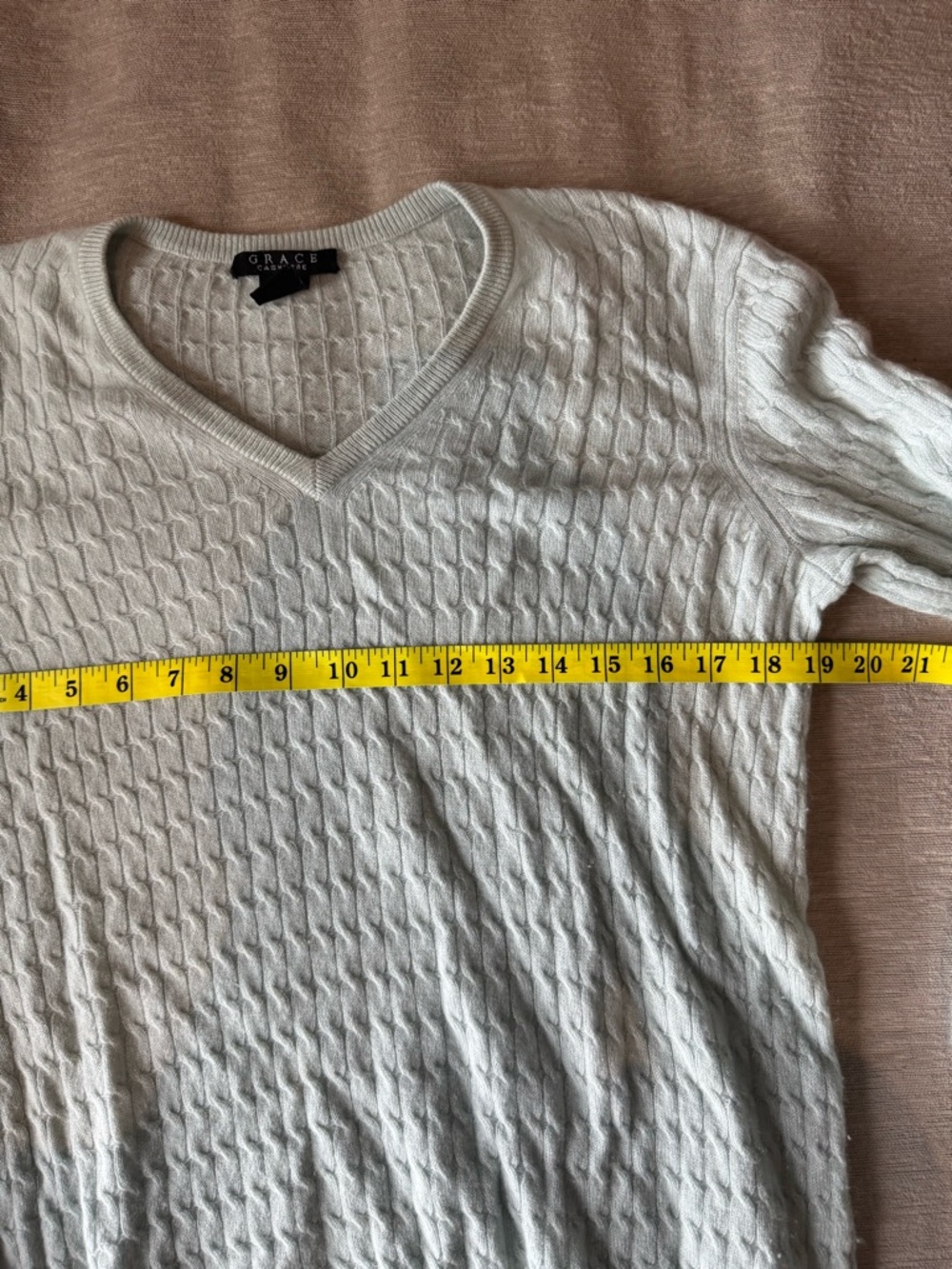 Grace Cashmere 100% Cashmere V-Neck Sweater Blue Small Soft Knit Classic - Picture 8 of 11